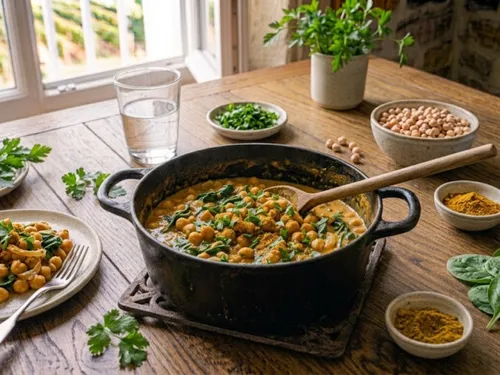 Curry de pois chiches aux épinards et au lait de coco