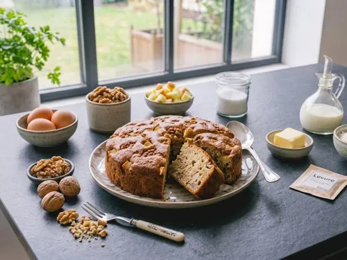 Gâteau moelleux aux pommes et noix