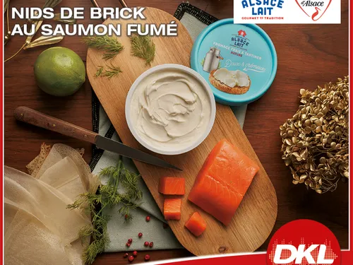 Nids de brick au saumon fumé proposé par Alsace Lait