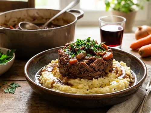 EFFILOCHÉ DE BŒUF ET ÉCRASÉ DE POMMES DE TERRE