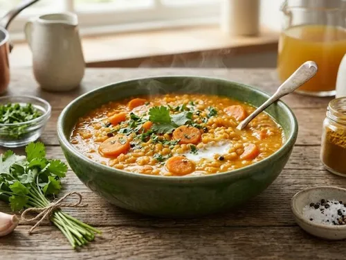 Ragoût de lentilles corail aux carottes et curry