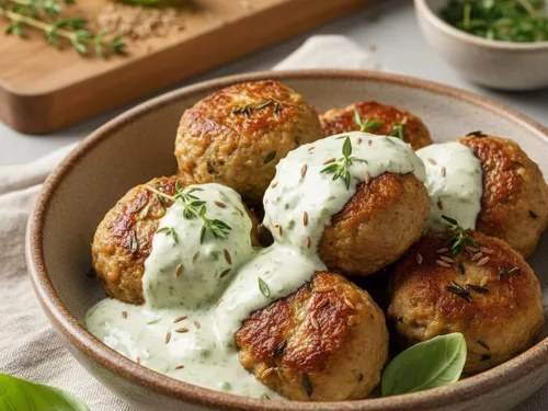 Boulettes de porc et sa sauce au yaourt grec