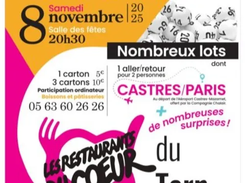 Soirée loto solidaire à Lombers au profit des Restos du Cœur