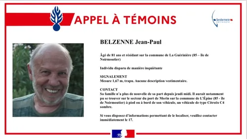 Vendée : un appel à témoins lancé après une disparition