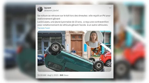 Elle reçoit une amende après que sa voiture a été retournée par des...