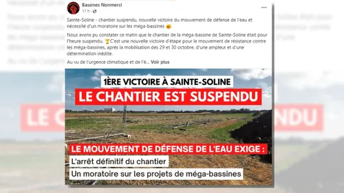 Bassine de Sainte-Soline : le chantier à l'arrêt