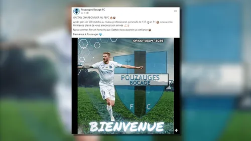 Vendée : ancien joueur de Ligue 1, Gaëtan Charbonnier signe en...