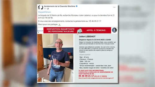 Charente-Maritime : appel à témoins après la disparition...
