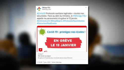 Covid : appel à la grève nationale dans les écoles le 13 janvier