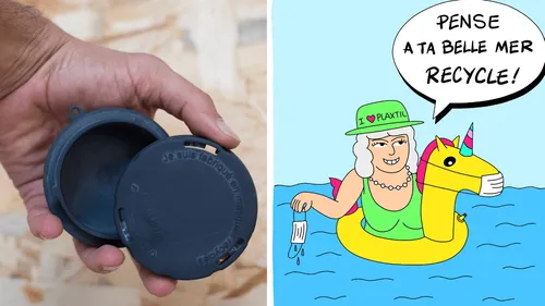 Des masques usagés transformés en cendriers de plage