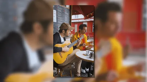 Vianney et Mika chantent "Keep it simple" à la terrasse d'un...