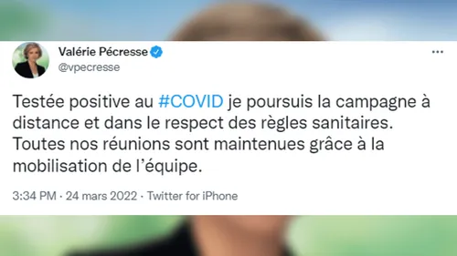 La candidate LR Valérie Pécresse testée positive au Covid-19