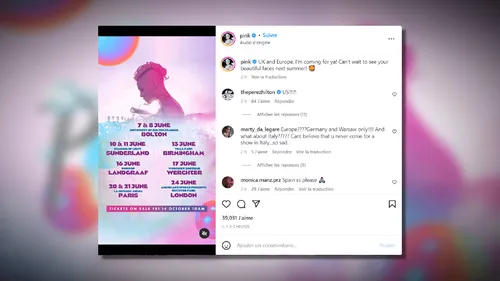 Pink sera en concert en France en 2023 !