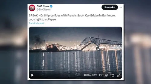 États-Unis : un pont s'effondre après avoir été percuté par un navire