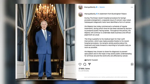 Le roi Charles III est atteint d'une "forme de cancer"