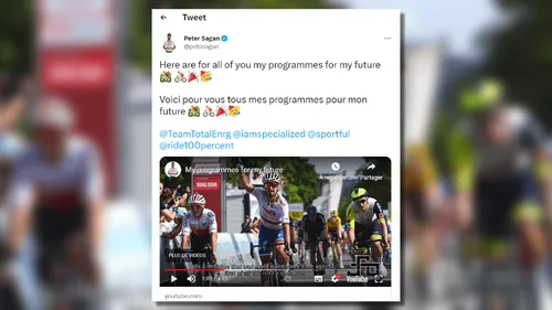Peter Sagan mettra fin à sa carrière de cycliste sur route à la fin...