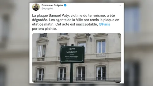 Paris : La plaque du square Samuel-Paty dégradée