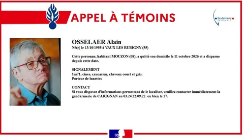 Ardennes - Un homme de 71 ans porté disparu, la gendarmerie lance...