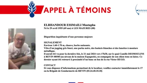Disparition inquiétante d'un homme de 69 ans