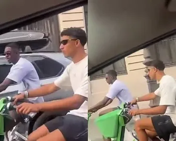 Achraf Hakimi et Ousmane Dembélé en sortie vélo à Paris