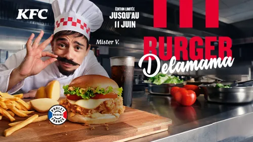 Mister V lance son Burger Delamama en collab avec KFC !