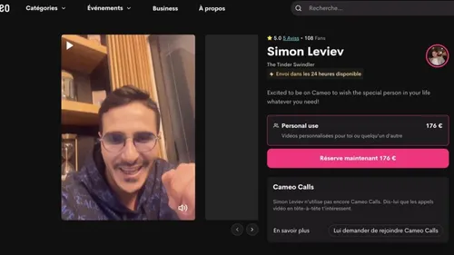 Pour 176€, l’arnaqueur de Tinder vous fait une dédicace.