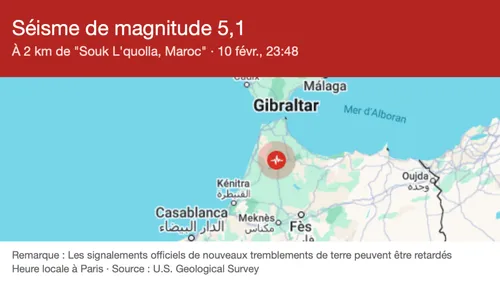 Un séisme de magnitude 5,2 a frappé le nord du Maroc !