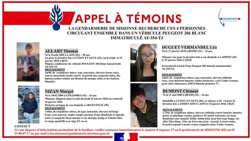 4 jeunes gens de la région portés disparus depuis plusieurs jours