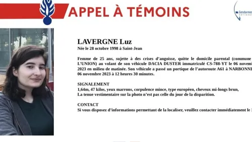 Appel à témoins suite à la disparition de Luz près de Toulouse