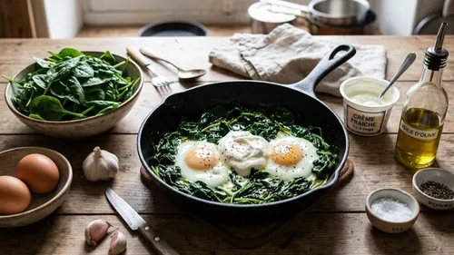 Recette simplissime d'œufs aux épinards
