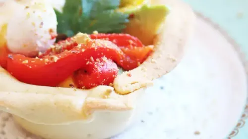 Salade mangue, poivron, avocat et mozzarella