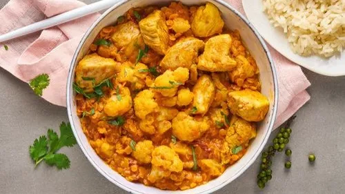 Poulet aux lentilles corail