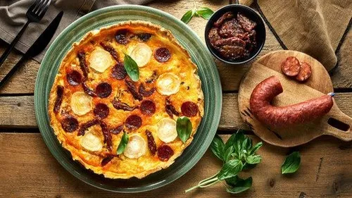 Quiche au fromage de chèvre et chorizo