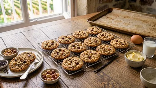 Cookies aux flocons d'avoine, chocolat et noisette