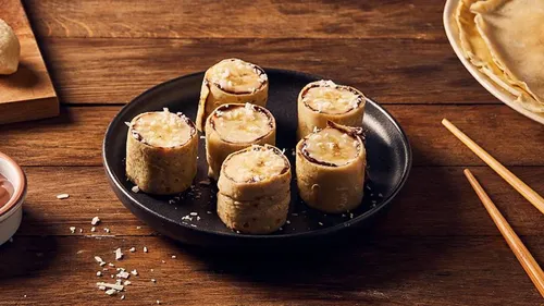 Makis de banane et crêpe au chocolat