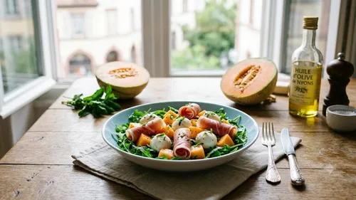 Salade de melon prosciutto et mozzarella
