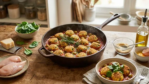 Boulettes de poulet aux épinards