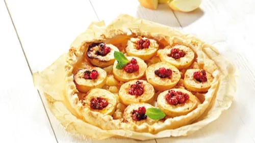 Tarte pomme, poire, groseille