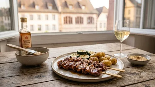 Brochettes de canard mariné teriyaki