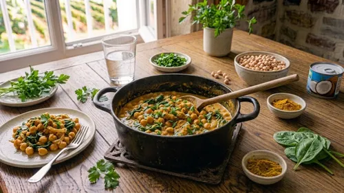 Curry de pois chiches aux épinards et au lait de coco