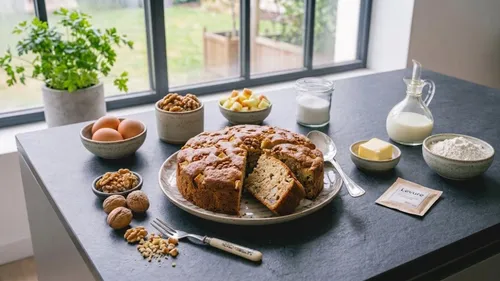 Gâteau moelleux aux pommes et noix