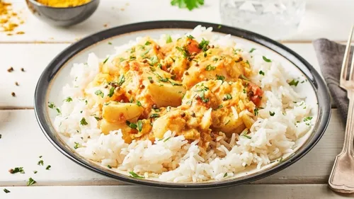 Dos de cabillaud curry et lait de coco