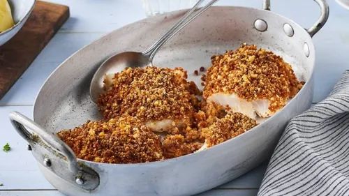 Dos de cabillaud et sa croute de chorizo-parmesan