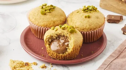Muffin à la pistache cœur fondant au chocolat