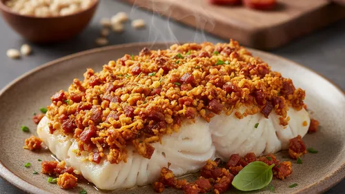 CABILLAUD EN CROÛTE DE CHORIZO