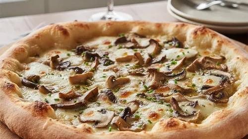 Pizza maison à la truffe et champignons