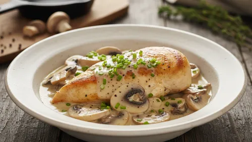 Le classique poulet à la crème et aux champignons