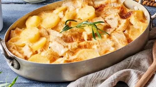 Gratin de pomme de terre, chou fleur et céleri
