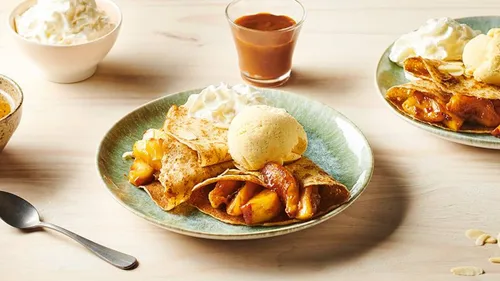 Crêpes à la pomme et son caramel beurre salé