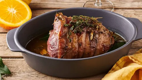 Gigot d'agneau au miel et aux agrumes